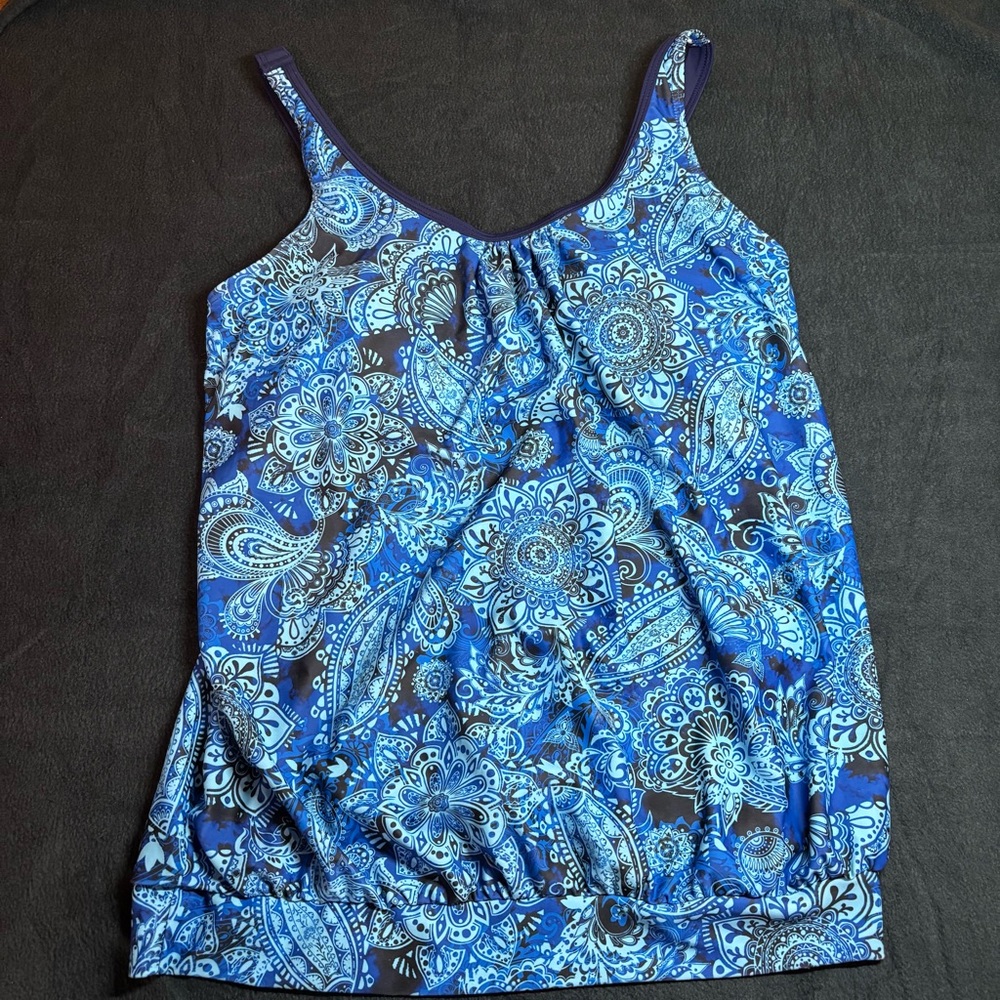 Blue Paisley Tankini Swim Top